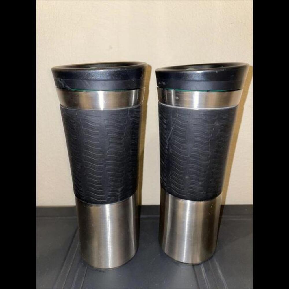 2 Starbucks 2010 Tumbler‎ Green Roller Ball Stainless Steel Double Walled 16 oz